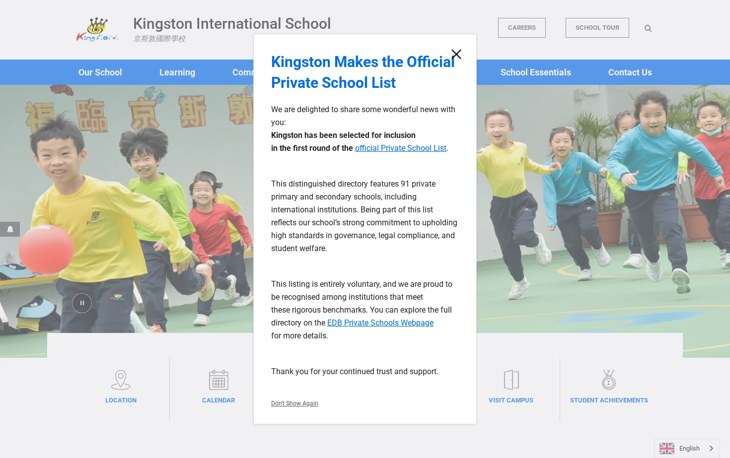 Kingston International School 页面快照